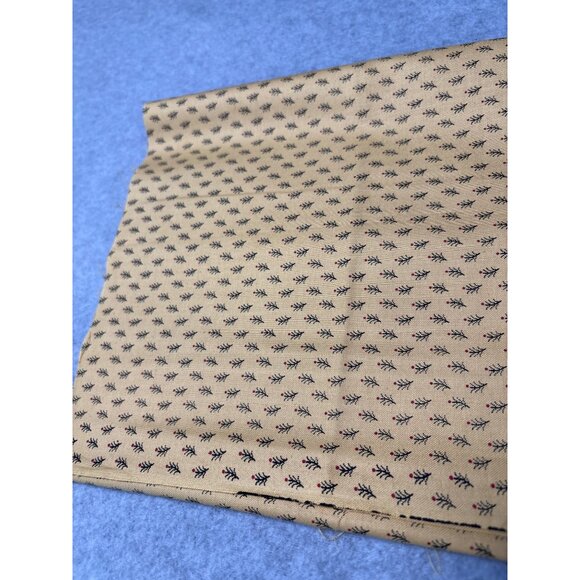 Cotton Fabric with Tiny Navy & Red Leaf Pattern 10" x 35" - Picture 4 of 5